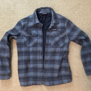 Patagonia Insulated Fjord Flannel Shirt Jacket Men’s Medium Smolder Blue Plaid